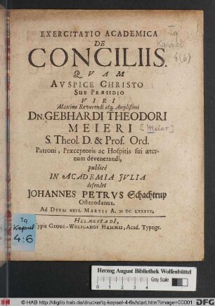 Exercitatio Academica De Conciliis