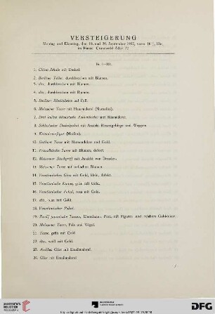 Versteigerung (Nr. 1-398)