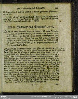 Am 21. Sonntage nach Trinitatis, 1778