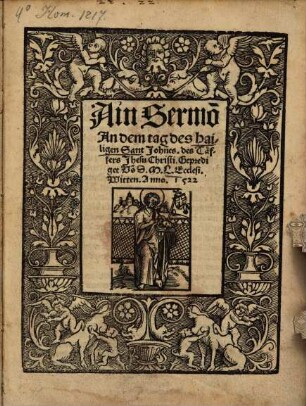 Ain Sermo[n] An dem tag des hailigen Sant Joh[an]nes des Täffers Jhesu Christi