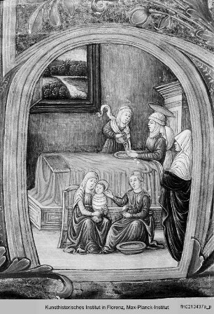 Antiphonar : Historisierte Initiale H(odie nata est): Mariengeburt