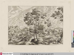 [Dörfliche Landschaft mit Schloss; Village Landscape with a Castle]