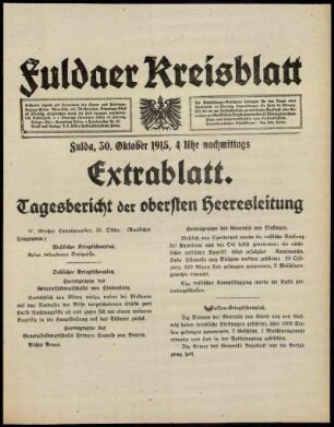 Ausgabe vom Samstag, den 30. Oktober 1915.