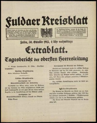 Ausgabe vom Samstag, den 30. Oktober 1915.