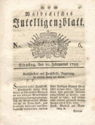 No. 6, Dienstag, den 10 Februarius 1795