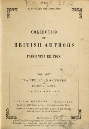 "La bella" and others : being certain stories recollected