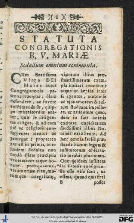 Statuta Congregationis B. V. Mariae.