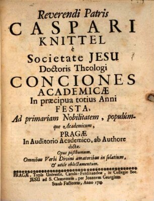 Conciones Dominicales academiae : Pars hyem-aestivalis