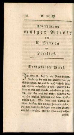 Uebersetzung einiger Briefe des A. Seneca an Lucilius