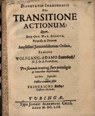 Disputatio Inauguralis De Transitione Actionum