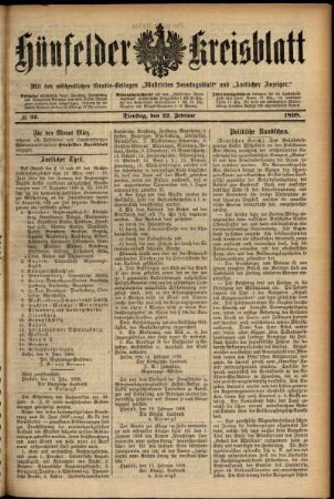 Ausgabe vom Dienstag, den 22. Februar 1898.