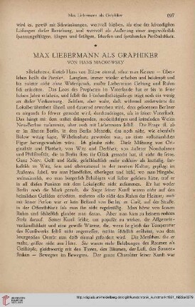 Neue Folge 33 = Jahrgang 57: Max Liebermann als Graphiker