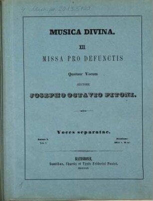 XII. Missa pro defunctis : quatuor vocum