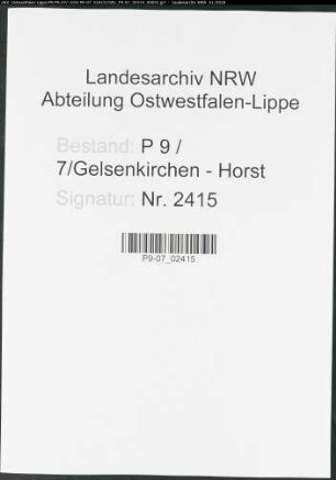 Sterberegister Standesamt Gelsenkirchen-Horst