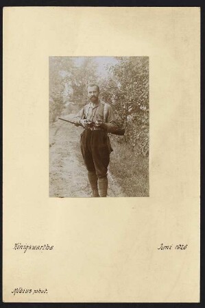 Rudolf Zimmermann : Portrait von Rudolf Zimmermann bei der Jagd in Königswartha.