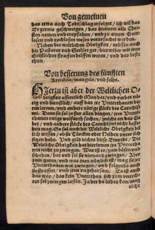 Von besserung des fünfften Artickels/ mangels/ und felhs.