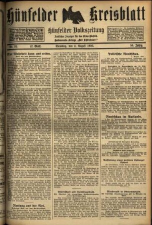 Zweite Ausgabe vom Samstag, den 02. August 1930.