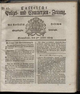 Nr. 45, Sonnabend, den 5ten Junii 1819