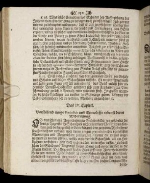 Das IV. Capitel. Vorstellend einige Præjudicia und Einwürffe nebenst deren Widerlegung.