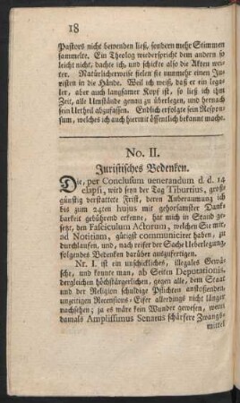 No. II. Juristisches Bedenken