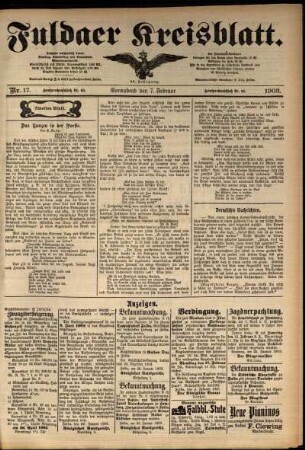 Zweite Ausgabe vom Samstag, den 07. Februar 1903.