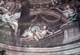 Scheinarchitektur mit Tugenden, Engel und Medaillons mit biblischen Szenen