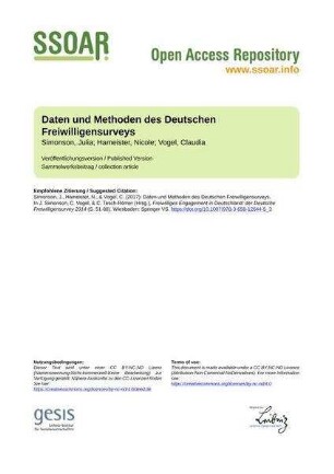Daten und Methoden des Deutschen Freiwilligensurveys