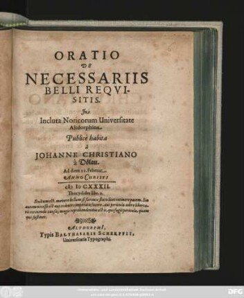 Oratio De Necessariis Belli Requisitis