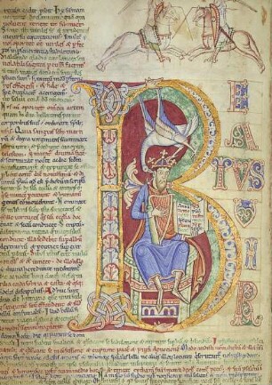 Albani-Psalter & Psalter der Christina von Markyate — S. 72 - Historisierte Initiale mit König David