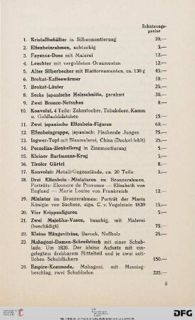 Gemälde, Mobiliar, Kunstgewerbe, Tapisserien, Orientteppiche (Nr. 1-410)
