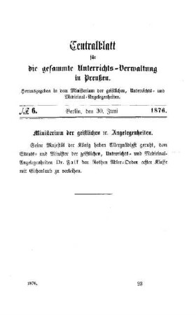 Ministerium der geistlichen etc. Angelegenheiten