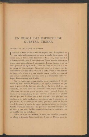 En busca del espíritu de nuestra tierra