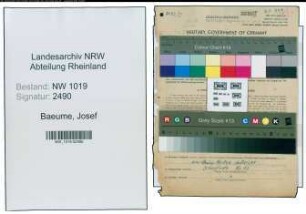 Entnazifizierung Josef Baeume , geb. 27.06.1906 (Betriebsleiter)