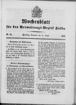 Nr. 35, Ausgabe vom 31. August 1850