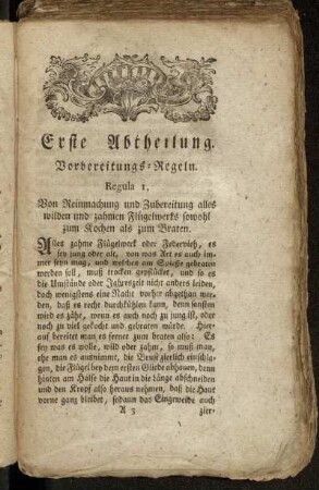 Erste Abtheilung. Vorbereitungs-Regeln.