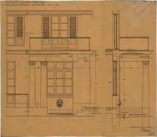 Fischer, Theodor; München, Arcisstr. 20; Haus Jagenberg - Balkonvorbau Süd (Ansicht, Schnitt)