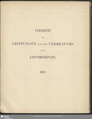 Uebersicht der Leistungen und des Verbrauchs bei den Locomotiven : 1859