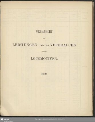 Uebersicht der Leistungen und des Verbrauchs bei den Locomotiven : 1859