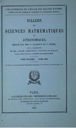 Tome Huitéme. - Avril 1875.
