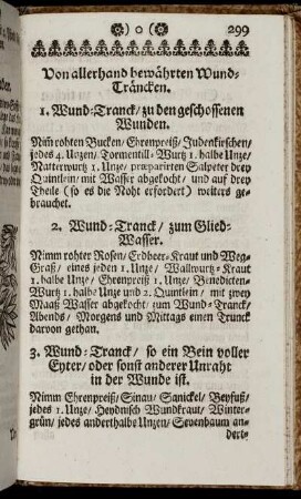Von allerhand bewährten Wund-Träncken.