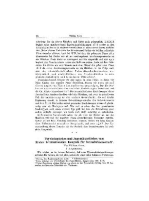 Psychologisches und Jugendkundliches vom Ersten internationalen Kongreß für Sexualwissenschaft