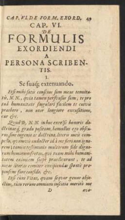 Cap. VI. De Formulis Exordiendi A Persona Scribentis.