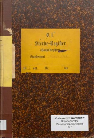 Sterberegister des Standesamtes Ahlen-Amt von 1923 (Urkunden-Nr. 1-21), von 1924 (Urkunden-Nr. 1-15), von 1925 (Urkunden-Nr. 1-20) und von 1926 (Urkunden-Nr. 1-12)