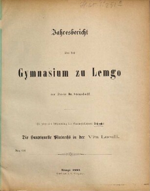Jahresbericht : über das Schuljahr von Ostern ... bis Ostern .... 1882/83