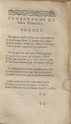 L' Anagramme de ladite Demoiselle. Sonnet.