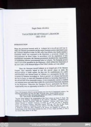 Engin Deniz Akarli Taxation In Ottoman Lebanon 1861-1918