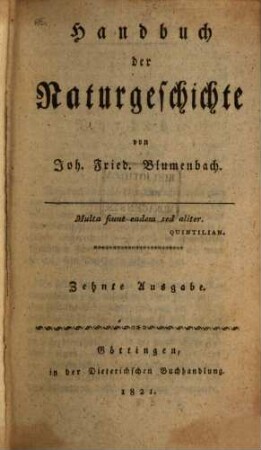 Handbuch der Naturgeschichte