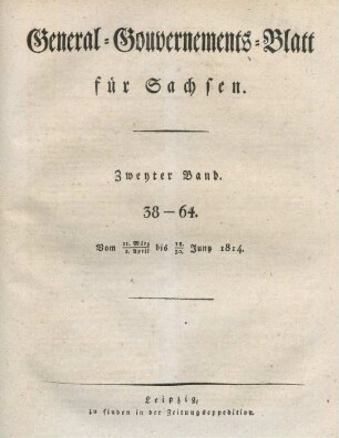 2.1814=Nr. 38-64: General-Gouvernements-Blatt für Sachsen