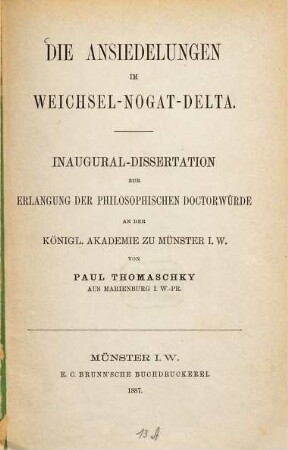 Die Ansiedelungen im Weichsel-Nogat-Delta