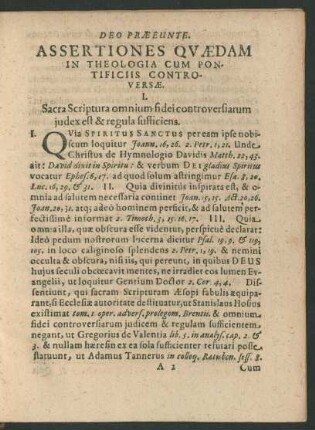 Assertiones Quaedam In Theologia Cum Pontificiis Controversae.